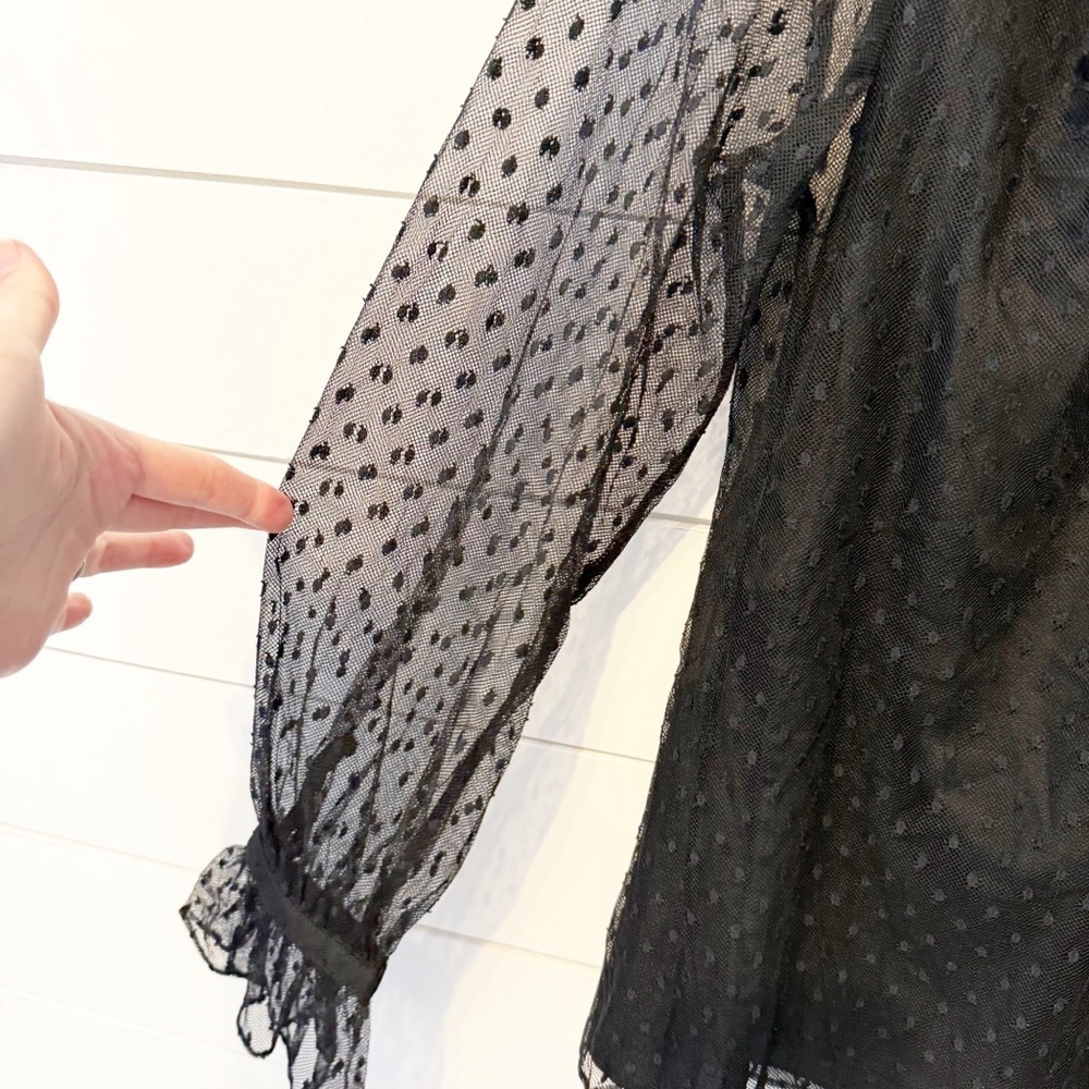 J.Crew | Ruffleneck Sheer Top in Clip Dot balloon sleeves vneck Size small - Picture 6 of 10